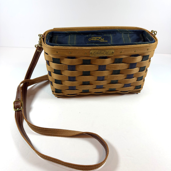 Longaberger Basket/Purse Charter Member 2009 Plastic Liner, and Strap Blue Green - Picture 1 of 11
